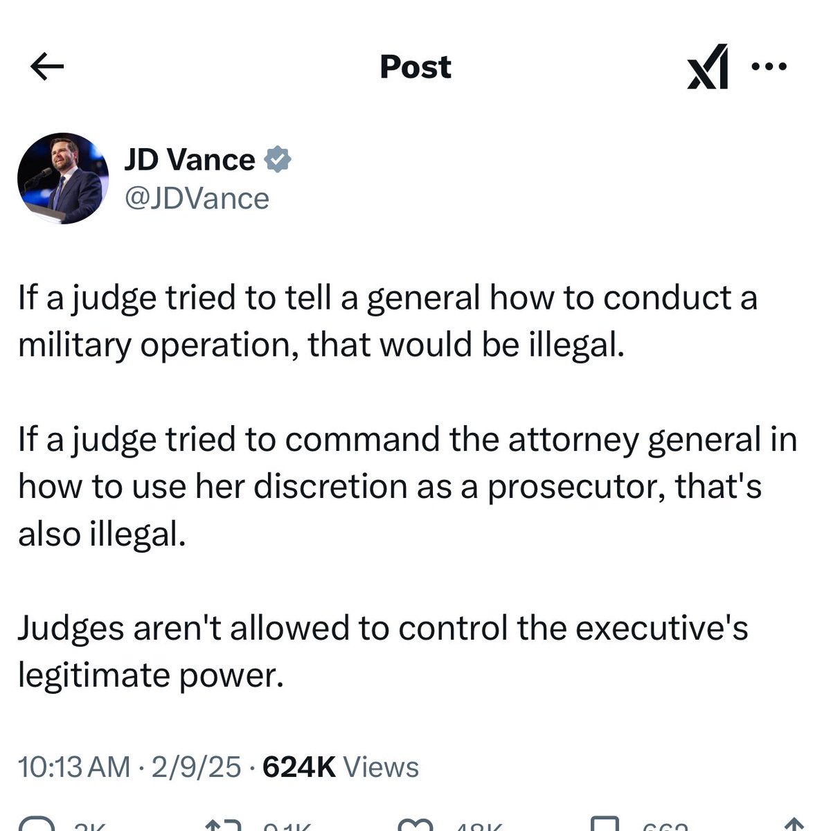 AnnaBower's tweet photo. After a judge blocked DOGE access to Treasury system and Elon Musk promoted a post suggesting that the order should be defied, Vice President JD Vance chimes in: https://t.co/msY3xgFG2y