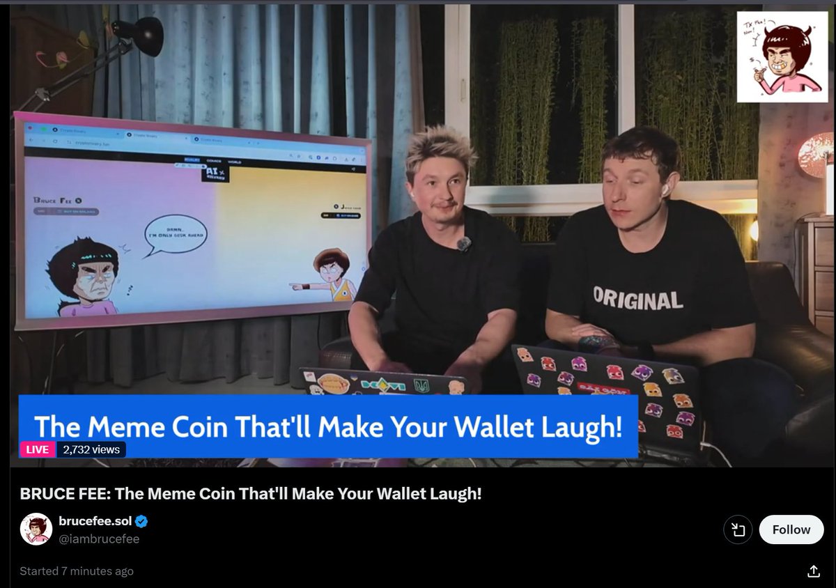 2muha_'s tweet photo. Be aware of $BF - BRUCE FEE token

If you're watching the stream, you can tell that one of the founders has a CIS accent, which in 99% of cases is just a typical cash grab/rug https://t.co/khfTwN8x7s