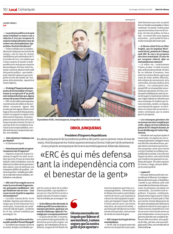 📰[ENTREVISTA] Oriol <a href="/junqueras/">Oriol Junqueras 🎗️</a>: “<a href="/Esquerra_ERC/">Esquerra Republicana</a> és qui defensa amb més contundència tant la independència de Catalunya com el benestar de la gent”

➕Llegeix l’entrevista sencera del <a href="/DiarideGirona/">Diari de Girona</a> aquí👇