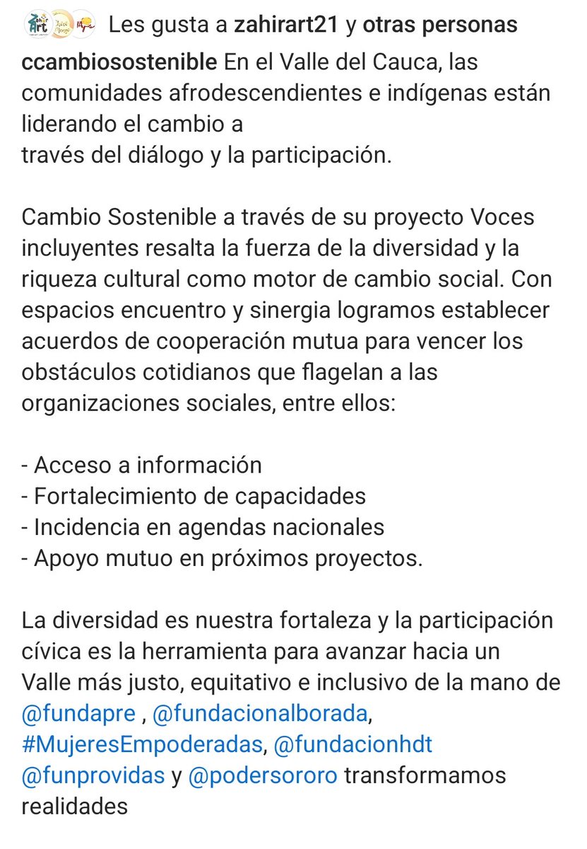 PoderSororo's tweet image. Somos parte del cambio y las #vocesincluyentes del proceso ...nuevos proyectos para la comunidad gracias @ccambioso #ValleDelCauca somos #podersororo