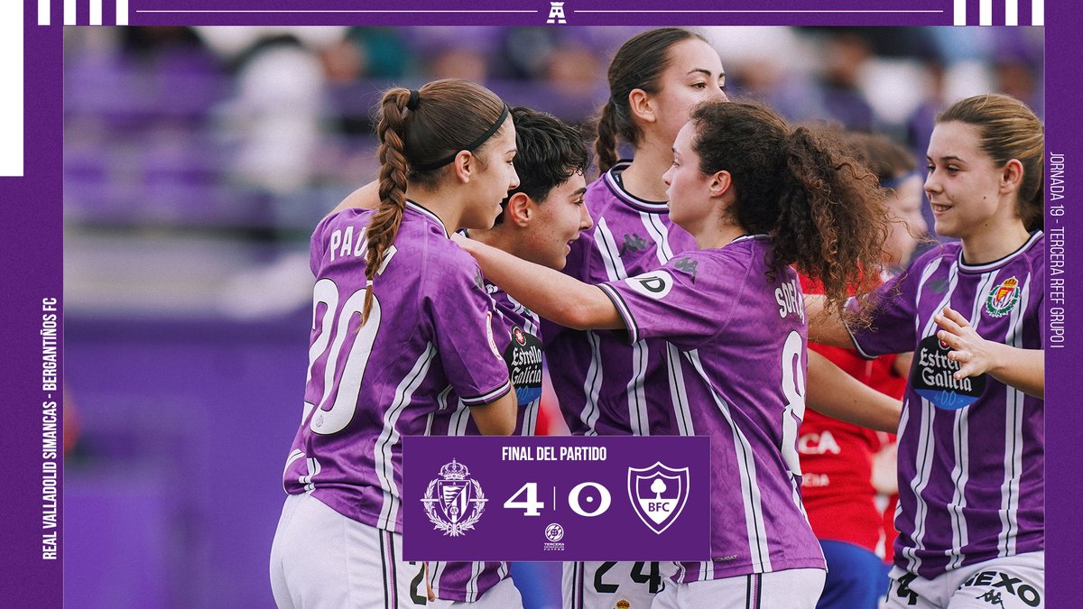 🔚💜 LOS TRES PUNTOS SE QUEDAN EN CASA

A pesar de jugar con una menos desde el minuto 19, el #RVSimancas se impone al <a href="/BerganFC/">Bergantiños FC</a> en esta jornada 19

#pucela