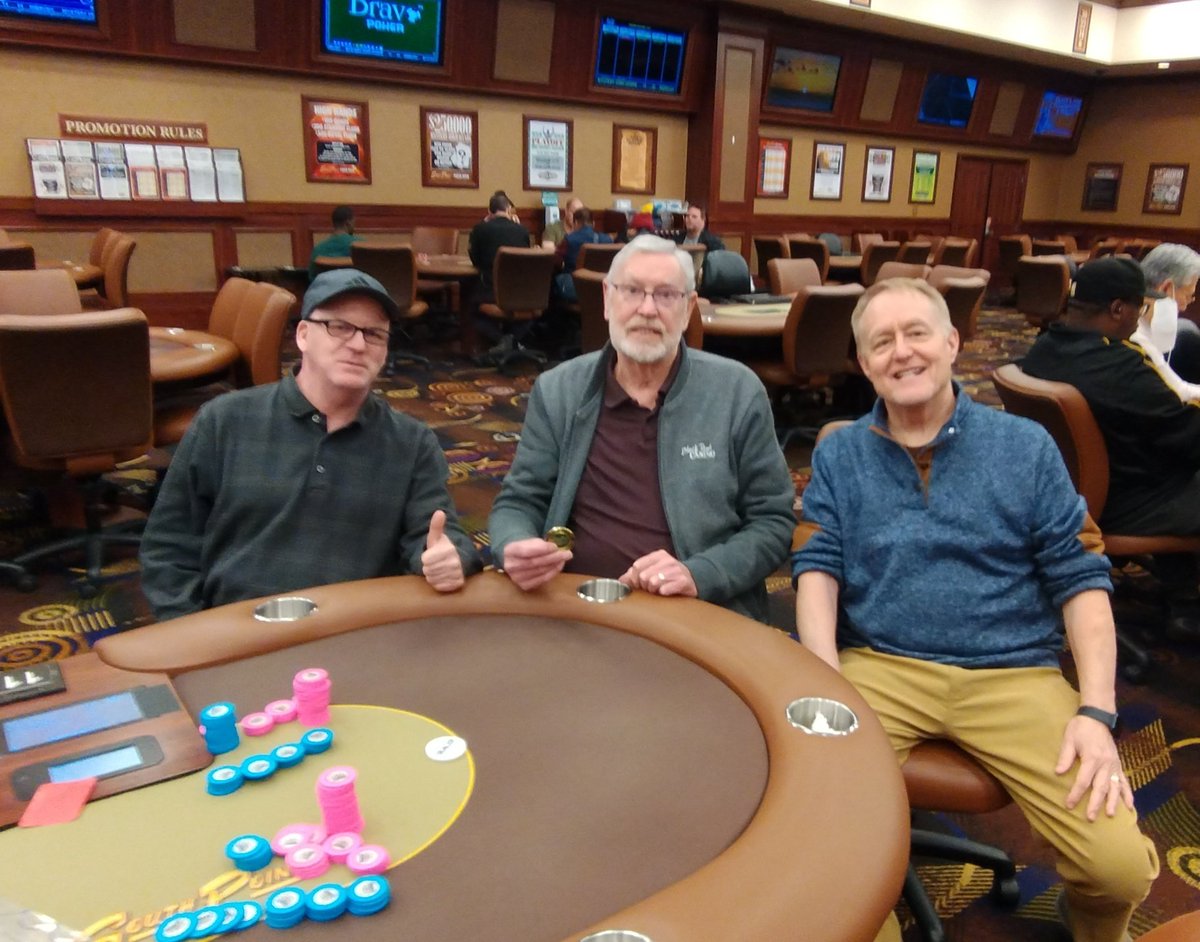 SPPokr's tweet photo. Congratulations to our 3 amigos who chopped up the 6pm Deeper Stack event. They agreed to a deal with each player getting at least $2800+ and Robert gets the @southpointlv medallion. Our tournaments are cancelled on Sunday for the Big Game.
#deepstackpoker https://t.co/8fF608e5DM