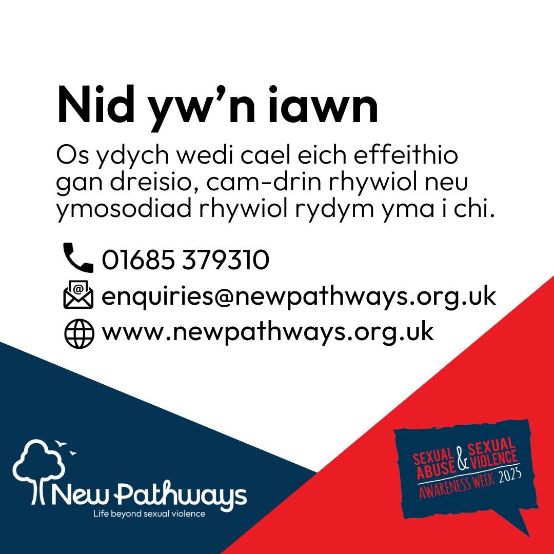 newpathways_'s tweet photo. We provide specialist support to adults, children and young people who have been affected by rape, sexual assault and sexual abuse. 
 
📞 01685 379310 
📧 enquiries@newpathways.org.uk 
🌐 https://t.co/NPIDtbOoQZ 
 
#Rape #SexualAssault #SexualAbuse #EndSexualViolence #ItsNotOkay https://t.co/3A08eULG5q