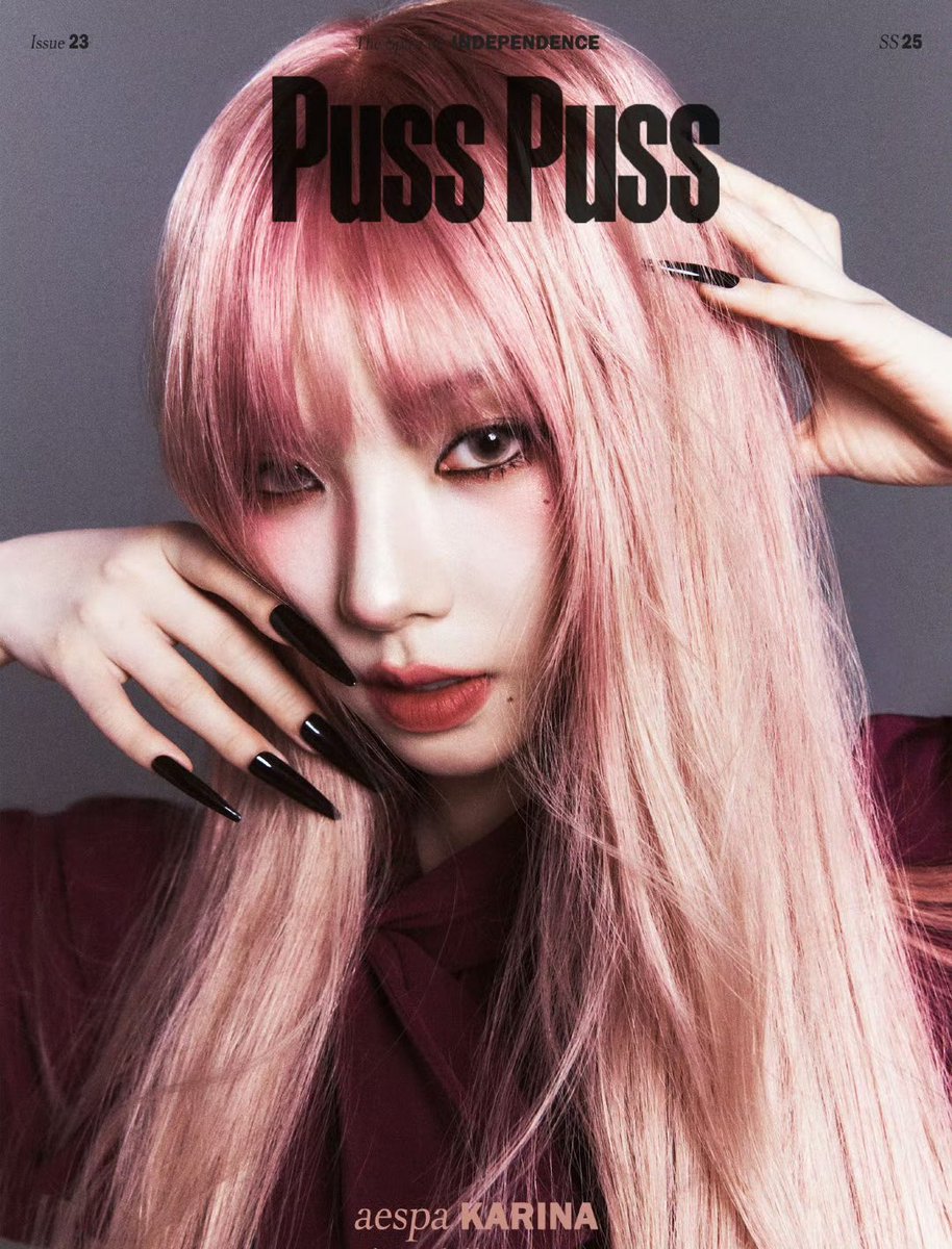 rinasgirl's tweet image. karina for puss puss china magazine february issue 25, photographed by gowontae &amp;amp; makeup by cho eunbee 🦪