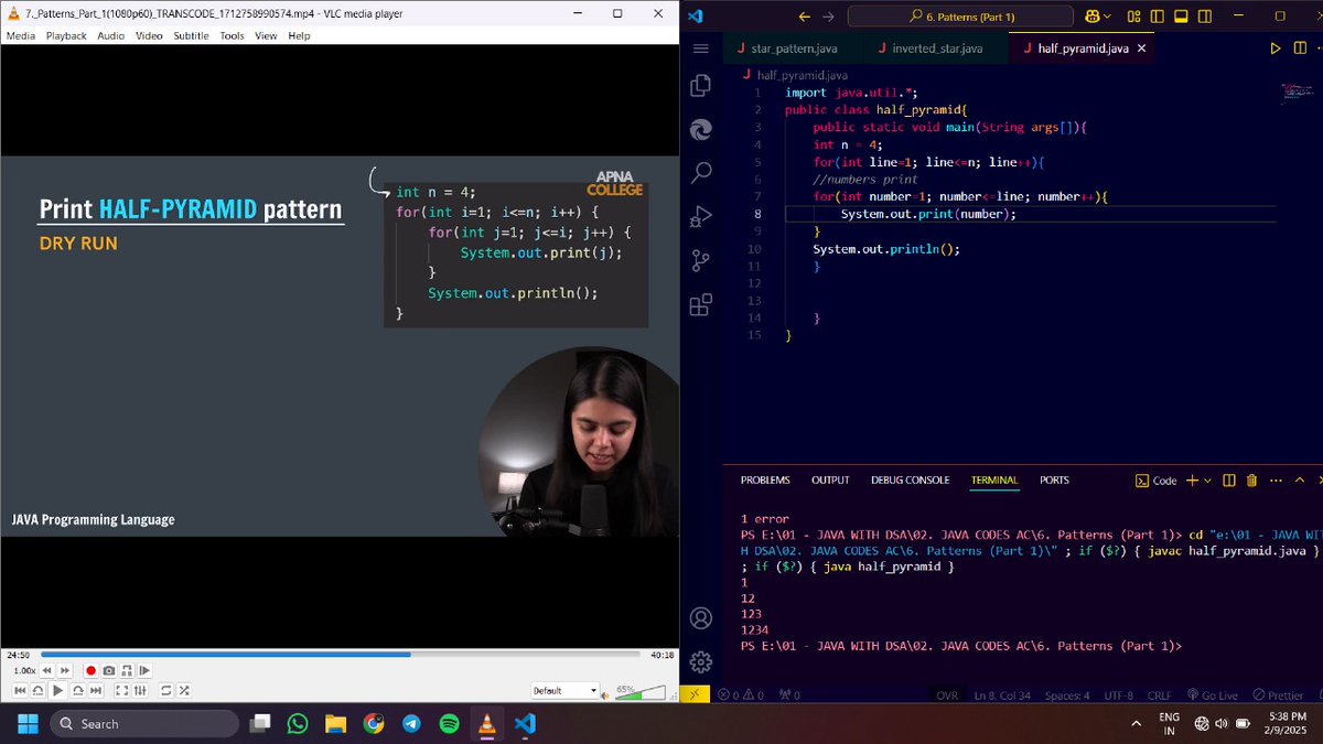 codewithrk21's tweet image. Day 07/100 of #100DaysOfCode
Mastering #JavaWithDsa
Learned today various patterns by @ShradhaKhapra_ Mam.
@ApnacollegeX