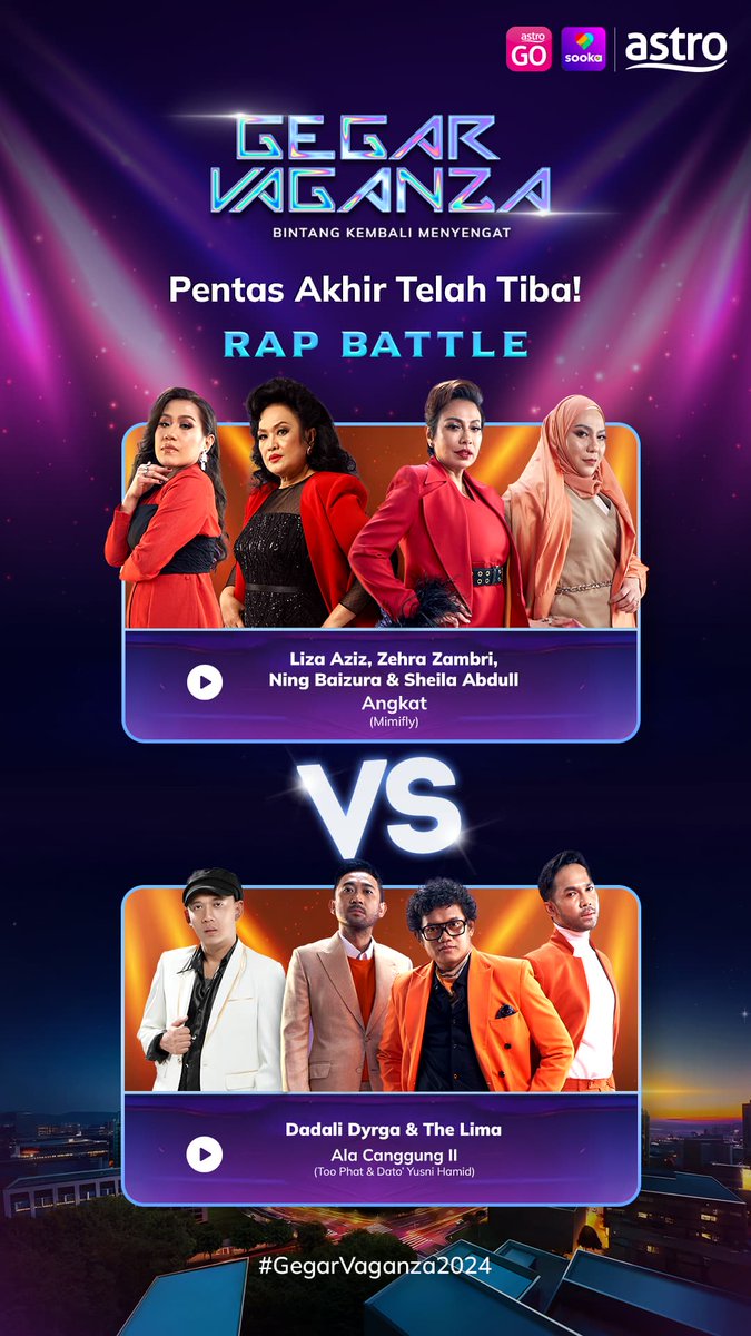 NazimKhan93's tweet photo. Woww.Pentas akhir GV kali ini menampilkan Rap Battle antara penyanyi Wanita dan Lelaki bakal membuat semua audiens terkesima 👏.@VaganzersFans 

#Vaganzers
#Vaganzers
#Vaganzers
#Vaganzers
#Vaganzers
#Vaganzers
#Vaganzers
#Vaganzers
#GegarVaganza2024 #GV11 https://t.co/QQe3llBiYH