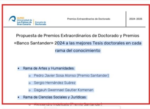 Queremos felicitar a los Premios Extraordinarios de Doctorado de la Rama de Humanidades de la <a href="/ULPGC/">ULPGC</a>, Dr. Pedro Sosa, Dr. Sergio Hernández y Dr. Dagauh Gautier. Todos ellos vinculados al <a href="/DUlpgc/">Departamento de Ciencias Históricas ULPGC</a> como becarios predoctorales o profesores sustitutos. <a href="/fgh_ulpgc/">FGH_ULPGC</a>