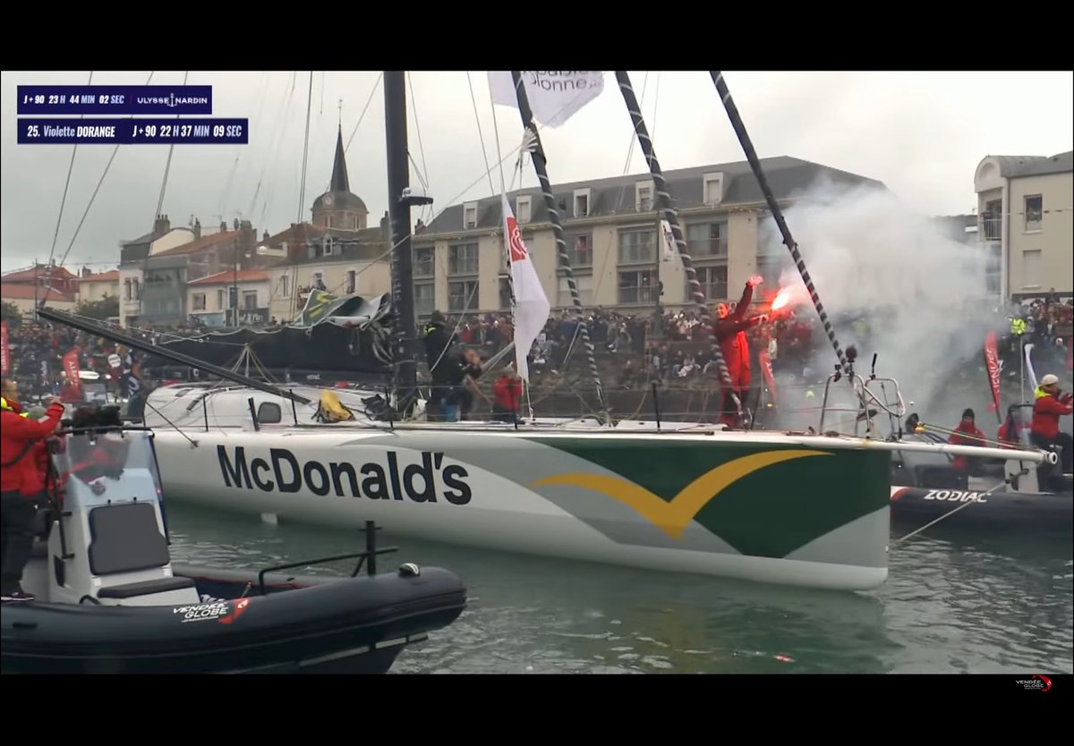 For me the best moment of the #Vendeeglobe. Violette Dorange  overwhelmed by the huge reception after crossing the finish line. 90 days unassisted around the globe. Youngest competitor .. at just 23. Just stunning. <a href="/VendeeGlobe/">Vendée Globe</a> Brava #violettedorange !