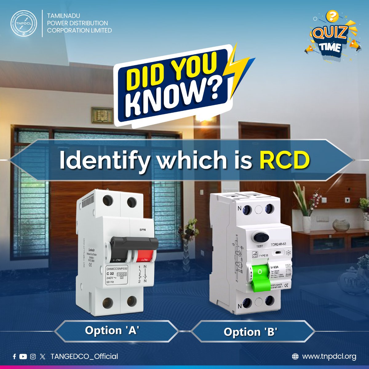TANGEDCO_Offcl's tweet image. #SundayQuiz | இதில் எது RCD கண்டுபிடியுங்கள்!
Identify which is RCD!

💡Option - &apos;A&apos;
💡Option - &apos;B&apos;

#HomeSafety | #TNPDCL | #TANGEDCO | #TNEB