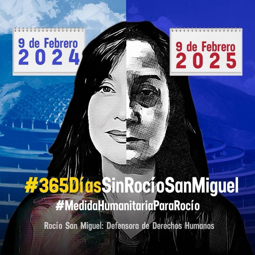 Hoy #9Feb se cumple un año desde la detención arbitraria de nuestra amiga y colega, Rocío San Miguel, una valiente defensora de derechos humanos en Venezuela, reconocida nacional e internacionalmente por su incansable trabajo en la promoción de la justicia y la defensa de las