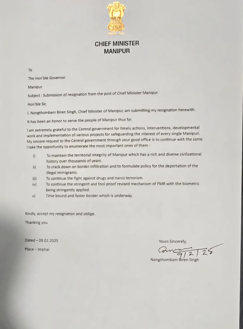 meiteiheritage's tweet photo. 🚨BIG NEWS❗️

Manipur CM N Biren resigns. https://t.co/AVX3JkrHlv