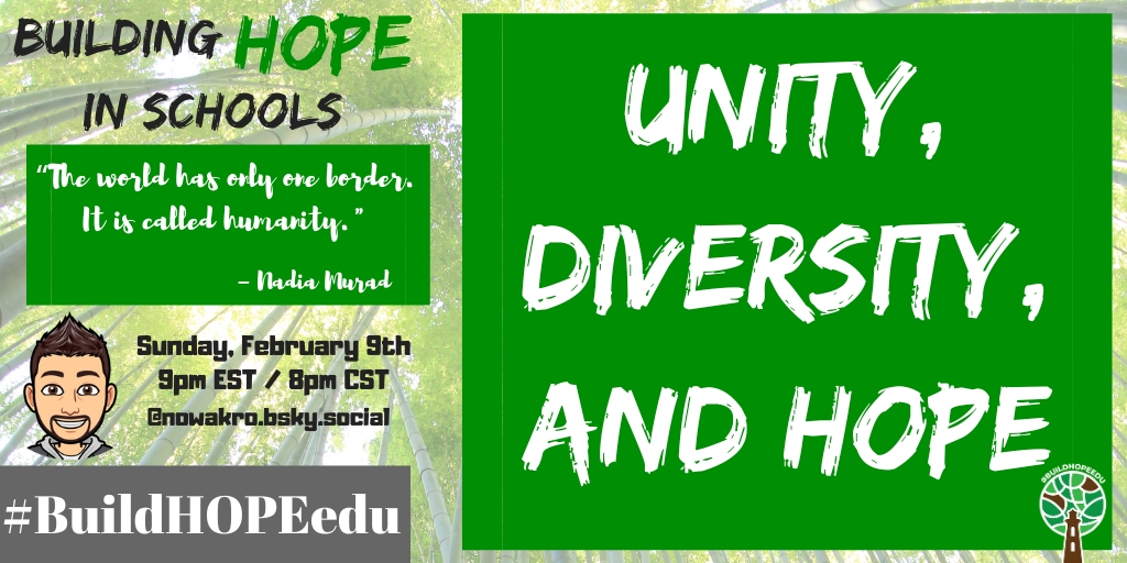 Join us tonight @ 9pm EST/8pm CST for #BuildHOPEedu chat on #BlueSky.

We come together to begin our week talking about Unity, Diversity, and HOPE!

Making a difference as a community. Learning and growing together.

#CodeBreaker #sunchat #teachpos #LeadLAP #tlap #edchat