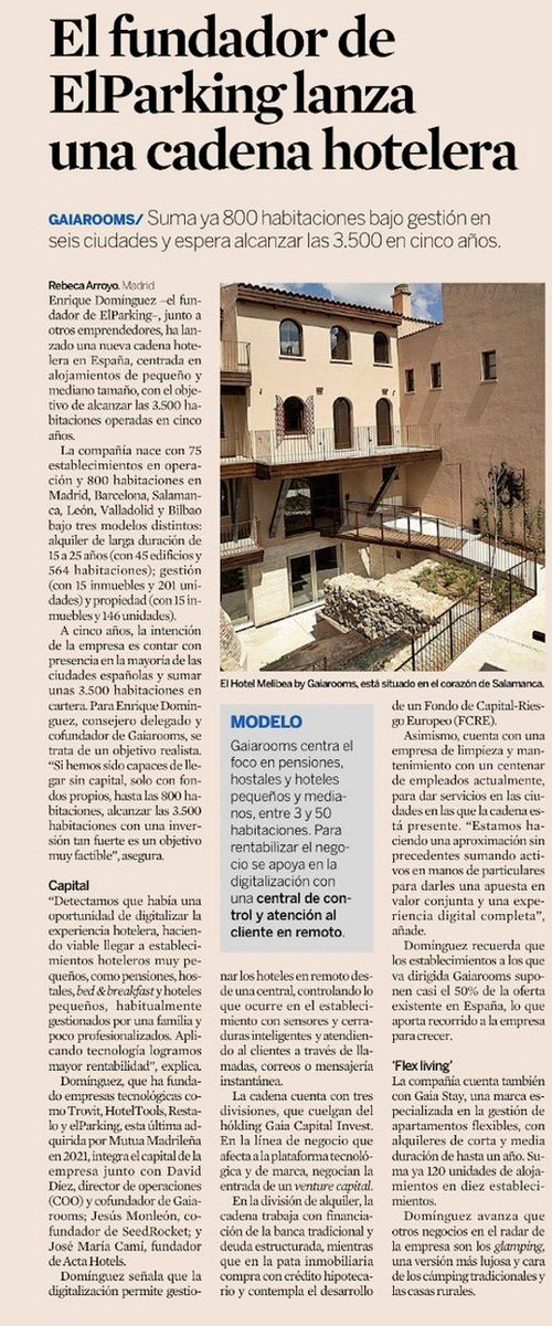 Estaba NH, luego AC y ahora <a href="/kikers/">Enrique Domínguez</a> hoteles 🤣(suerte q le ha puesto GaiaRooms a su cadena). En muy poco tiempo (&lt;4 años) ya tiene 75 establecimientos hoteleros, aplicar tech a un sector grande. Vaya crack!🙌🙌