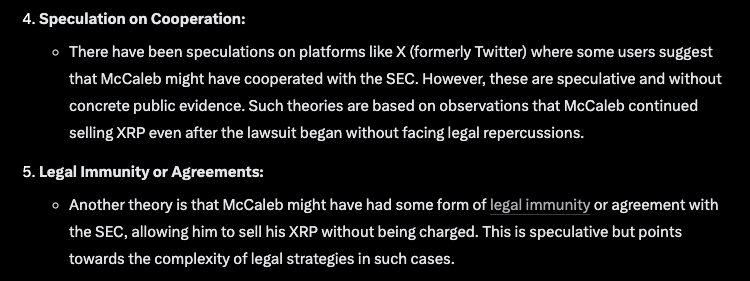 Asked Grok why Jed Mcaleb was not included in the SEC lawsuit against @ripple I found these two interesting.  This would be one hell of an FOIA request.