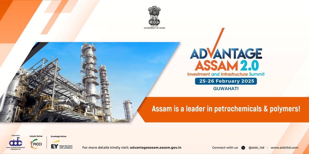 aidc_ltd's tweet image. Home to Assam Petrochemical Ltd, Brahmaputra Cracker &amp;amp; Polymer Ltd and Numaligarh Refinery Ltd, Assam is a leader in petrochemicals &amp;amp; polymers! 🏭🚀

shorturl.at/Bs0rN

#petrochemical #polymers #AdvantageAssam2
#AA2