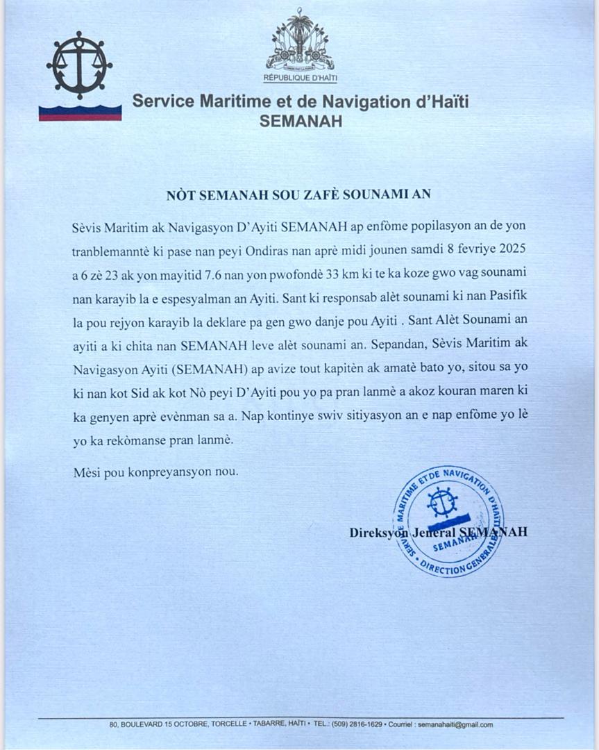 Nòt Semanah sou zafè sounami an