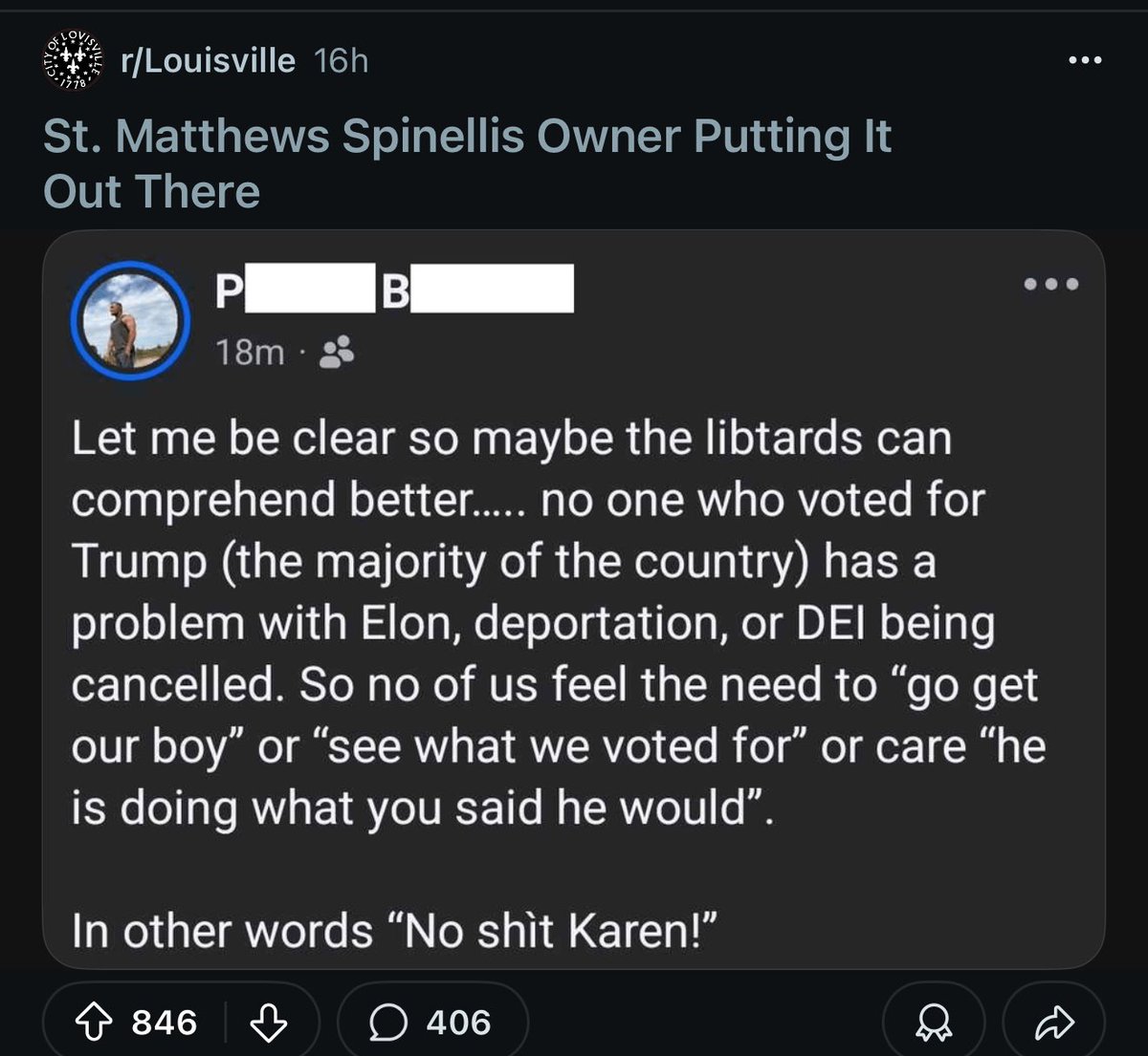 respectus926's tweet image. this is what St. Matthews Spinelli’s in Louisville Kentucky thinks about Louisvillian. @SpinellisPizza #Spinellis #Louisville #Kentucky