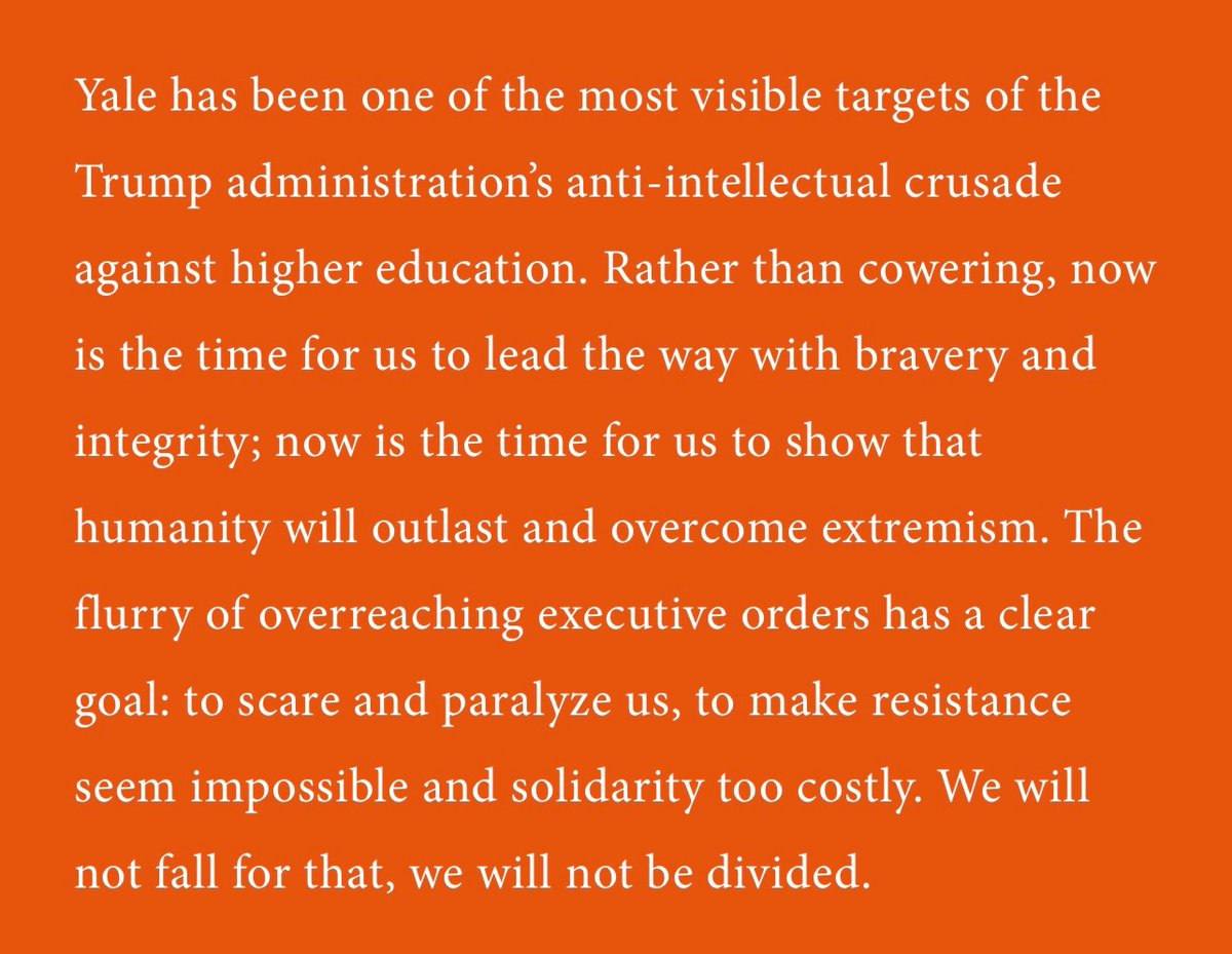 yalefsjp's tweet photo. A pledge to our community: our statement in response to recent White House actions. Read the full statement at https://t.co/FWn50AL0f8 https://t.co/LxtoZXZvJ5