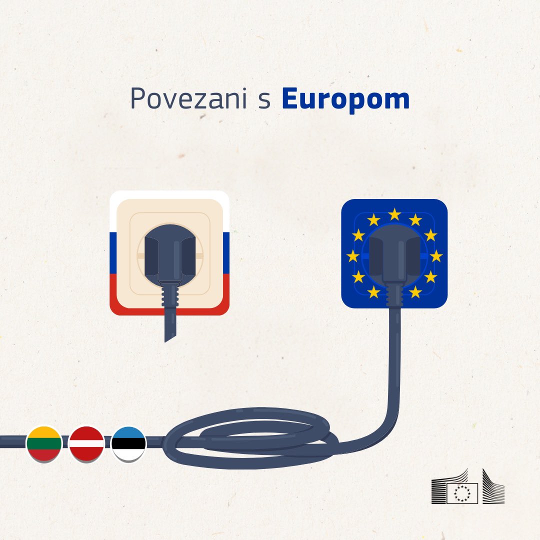 EK_Hrvatska's tweet photo. Priključeni na Europu! 🔌
Baltičke zemlje 🇪🇪 🇱🇻 🇱🇹 isključile su se iz ruske elektroenergetske mreže i u potpunosti se sinkronizirale s kontinentalnom mrežom 🇪🇺, postigavši energetsku neovisnost.
Više: https://t.co/a1jOC7HdBN
#BalticSynchronisation #CEFEnergy #PCIs https://t.co/tNwAHFApDA