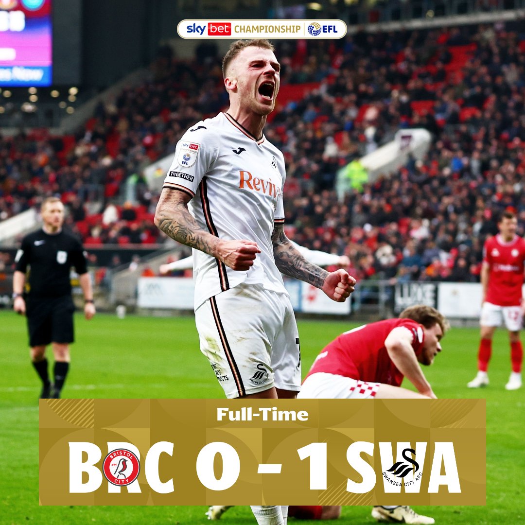 ⏹️ <a href="/SwansOfficial/">Swansea City AFC</a> leave Ashton Gate with all three points! 🦢

#EFL | #SkyBetChampionship
