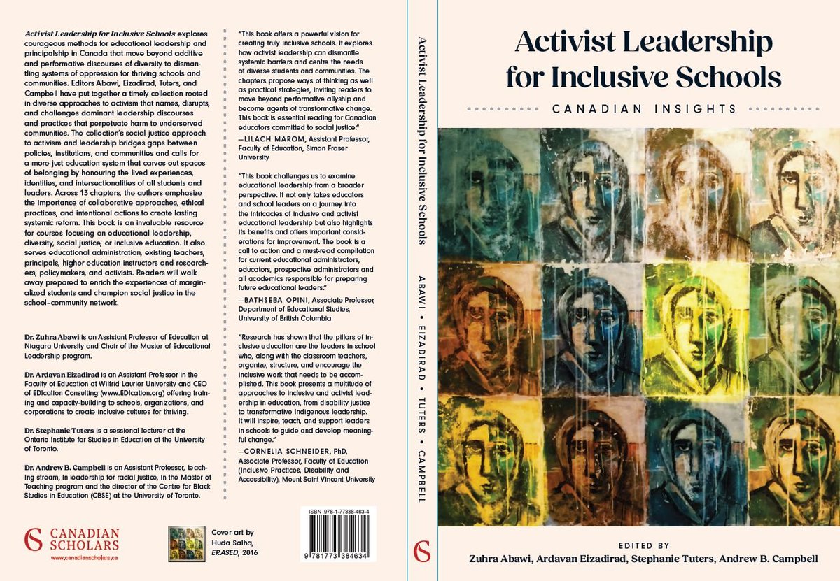 Dr. Ardavan Eizadirad (he/him) (@dreizadirad) on Twitter photo Excited to share a new co-edited book coming out next month with colleagues Zuhra Abawi-Hussein, Andrew B. Campbell Ph.D., and Stephanie Tuters
"Activist Leadership for Inclusive Schools: Canadian Insights"
with <a href="/CanadianScholar/">Canadian Scholars</a> Press
Learn more at:
canadianscholars.ca/book/activist-…. Excited to share a new co-edited book coming out next month with colleagues Zuhra Abawi-Hussein, Andrew B. Campbell Ph.D., and Stephanie Tuters
"Activist Leadership for Inclusive Schools: Canadian Insights"
with <a href="/CanadianScholar/">Canadian Scholars</a> Press
Learn more at:
canadianscholars.ca/book/activist-….