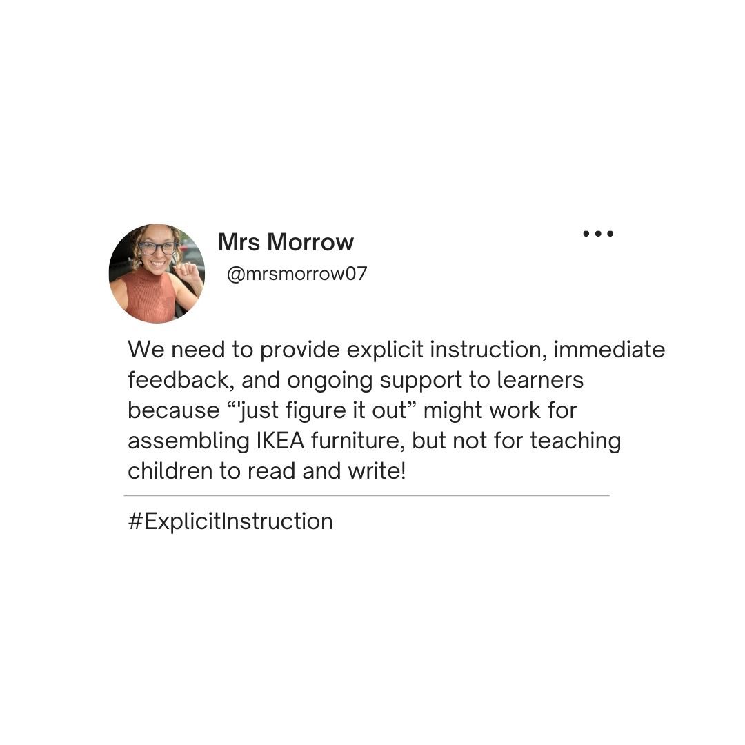 MrsMorrow07's tweet image. 🛋️ Anyone else hope for the best when buying furniture from IKEA?!
We can’t hope students will ‘figure it out’ when it comes to reading and writing. Explicit instruction matters!