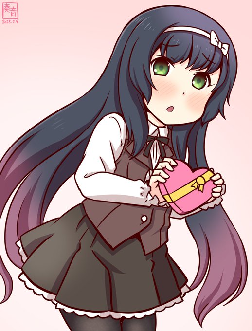 「択捉ちゃん。あの……こっ、これをっ!  …つ、作りました、私!」#艦これ版真剣お絵描き60分一本勝負_20250209#松輪 