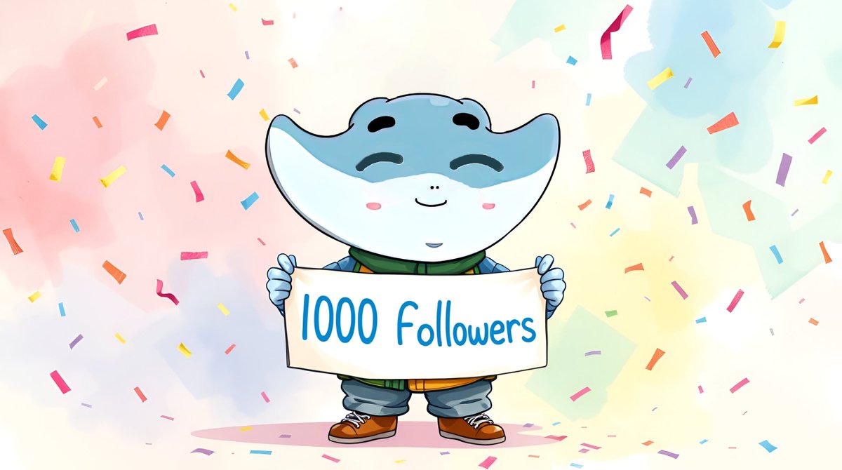 BabyManta_'s tweet photo. Wow, 1,000 followers already? 🥹💙 @BabyManta_ is feeling the love! 

Thank you all for swimming with me on this journey. More fun, more waves, and more surprises ahead! 🌊 https://t.co/ISxuV1ukwm