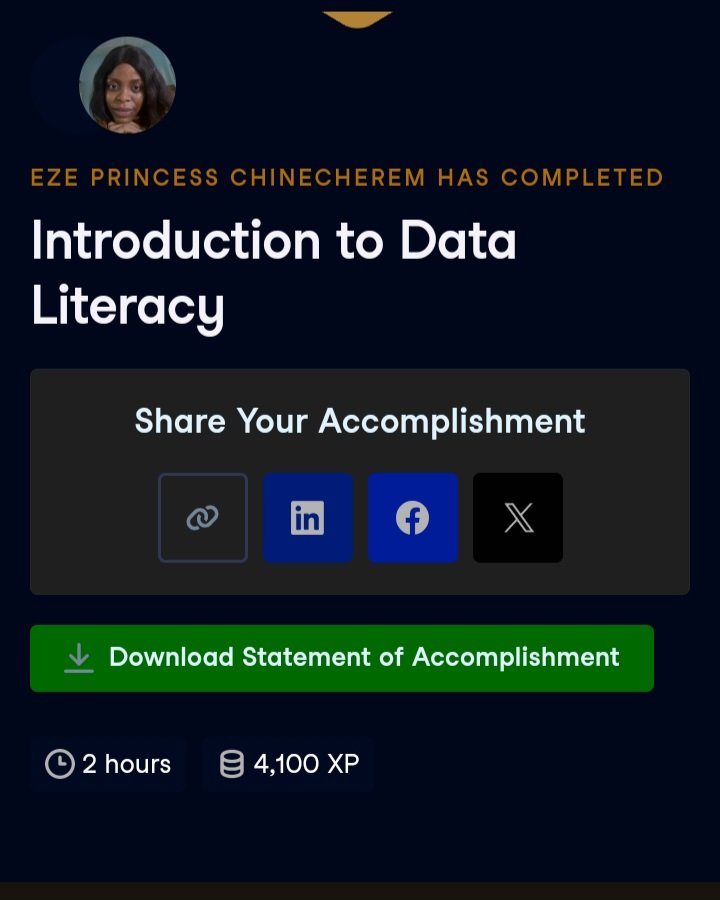 nobul_n's tweet photo. I am currently taking a giant step towards achieving my one year goal by joining the #30DaysOfDataChallenge hosted by DataCamp and Data Community Africa.

#DatafestAfrica  #DCA #DataBenders #DataChallenge #DCDonates #DataAnalytics #Techskills #techcommunity #careerdevelopment https://t.co/SQGoeDWHJ5