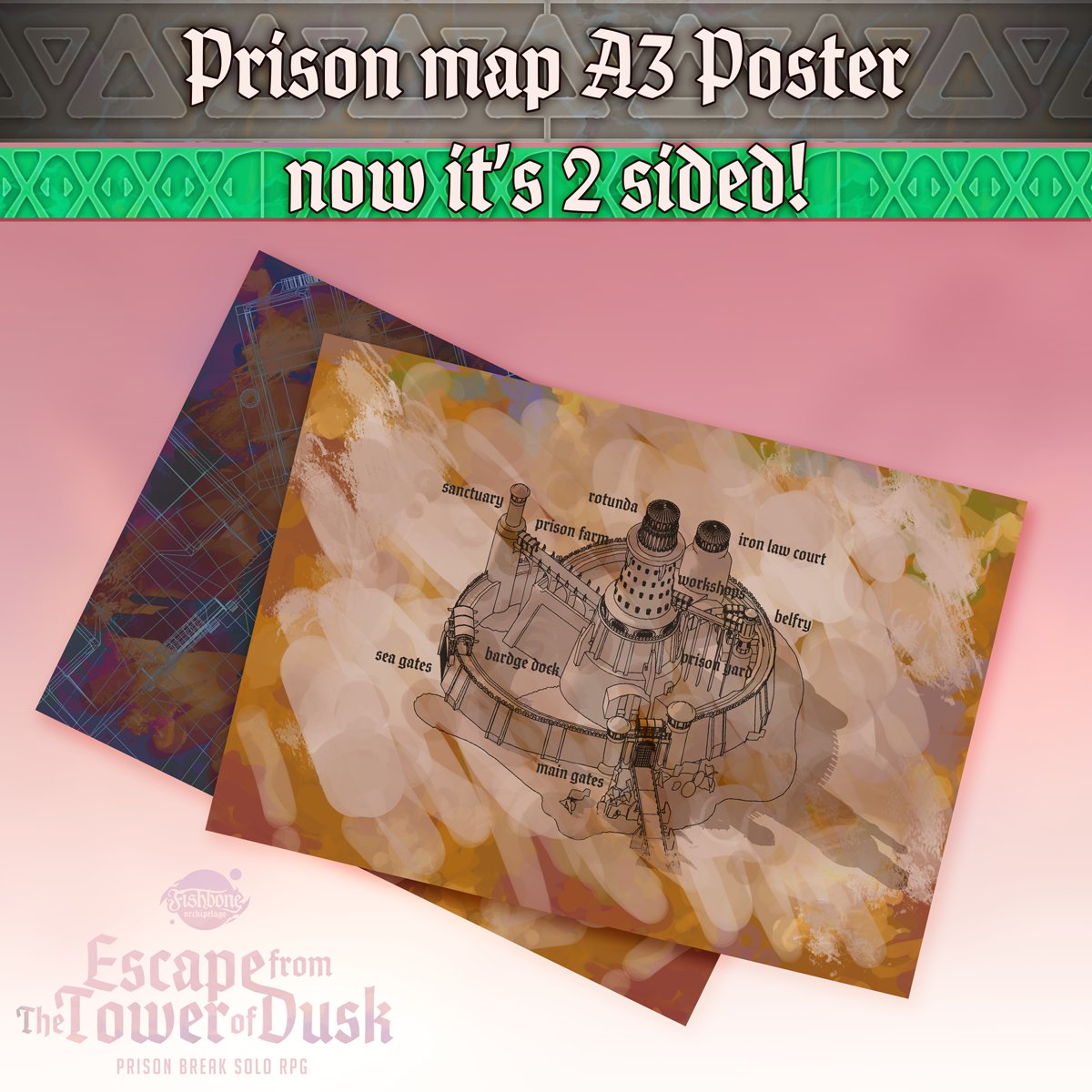 Oh, look! We are £6 away from first stretch goal -  Prison Interior Blueprints! For Physical Reward tier backers we will have the right on the opposite side of the Map. And everybody is getting them as a Digital Extra.  #ZineMonth #ZiMo #ZiMo2025 #FishboneArchipelago