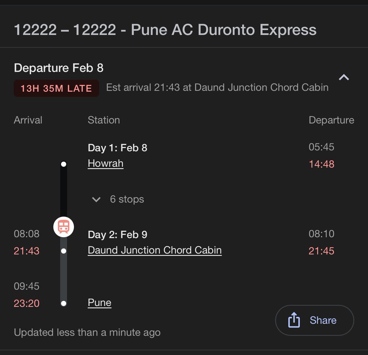This is the dark reality of <a href="/IndianRailMedia/">🚂🇮🇳IndianRailMedia 🇮🇳🚉</a> <a href="/IRCTCofficial/">IRCTC</a> …. Such premium train with such skyrocketing prices and in return common person gets 14 hours delayed train.Ridiculous <a href="/IndianRailMedia/">🚂🇮🇳IndianRailMedia 🇮🇳🚉</a> <a href="/indianrailway__/">IndianRailways</a> <a href="/RailMinIndia/">Ministry of Railways</a> <a href="/railcomplaint/">Indian Railway Complaints</a> <a href="/AshwiniVaishnaw/">Ashwini Vaishnaw</a>