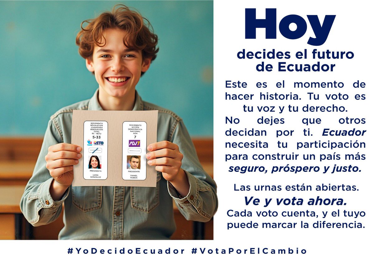 ElPadreAlmeida's tweet photo. Hoy #VotaPorElCambio por un país bien manejado y con seguridad #Elecciones2025Ecuador https://t.co/HoLpKoxHFs