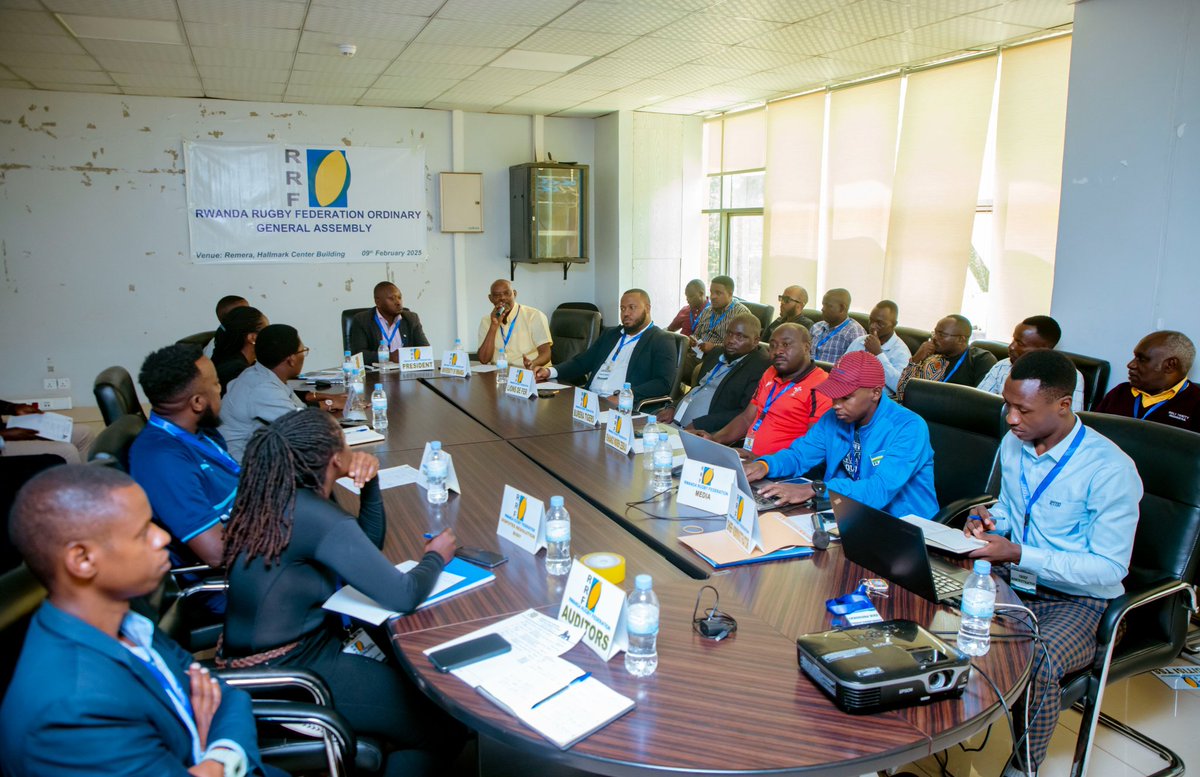 Muhanga Thunders RFC (@muhangathunders) on Twitter photo Today, we attend annual Ordinary General Assembly of <a href="/RugbyRwanda/">Rwanda Rugby 🇷🇼</a> chaired by RRF President <a href="/KamandaTharcis1/">Kamanda Tharcisse</a> .
<a href="/Muhangadis/">MUHANGA District</a>
<a href="/raypowermk/">Ray Power</a>
<a href="/MezePrimoz/">Primoz Meze</a> Today, we attend annual Ordinary General Assembly of <a href="/RugbyRwanda/">Rwanda Rugby 🇷🇼</a> chaired by RRF President <a href="/KamandaTharcis1/">Kamanda Tharcisse</a> .
<a href="/Muhangadis/">MUHANGA District</a>
<a href="/raypowermk/">Ray Power</a>
<a href="/MezePrimoz/">Primoz Meze</a>