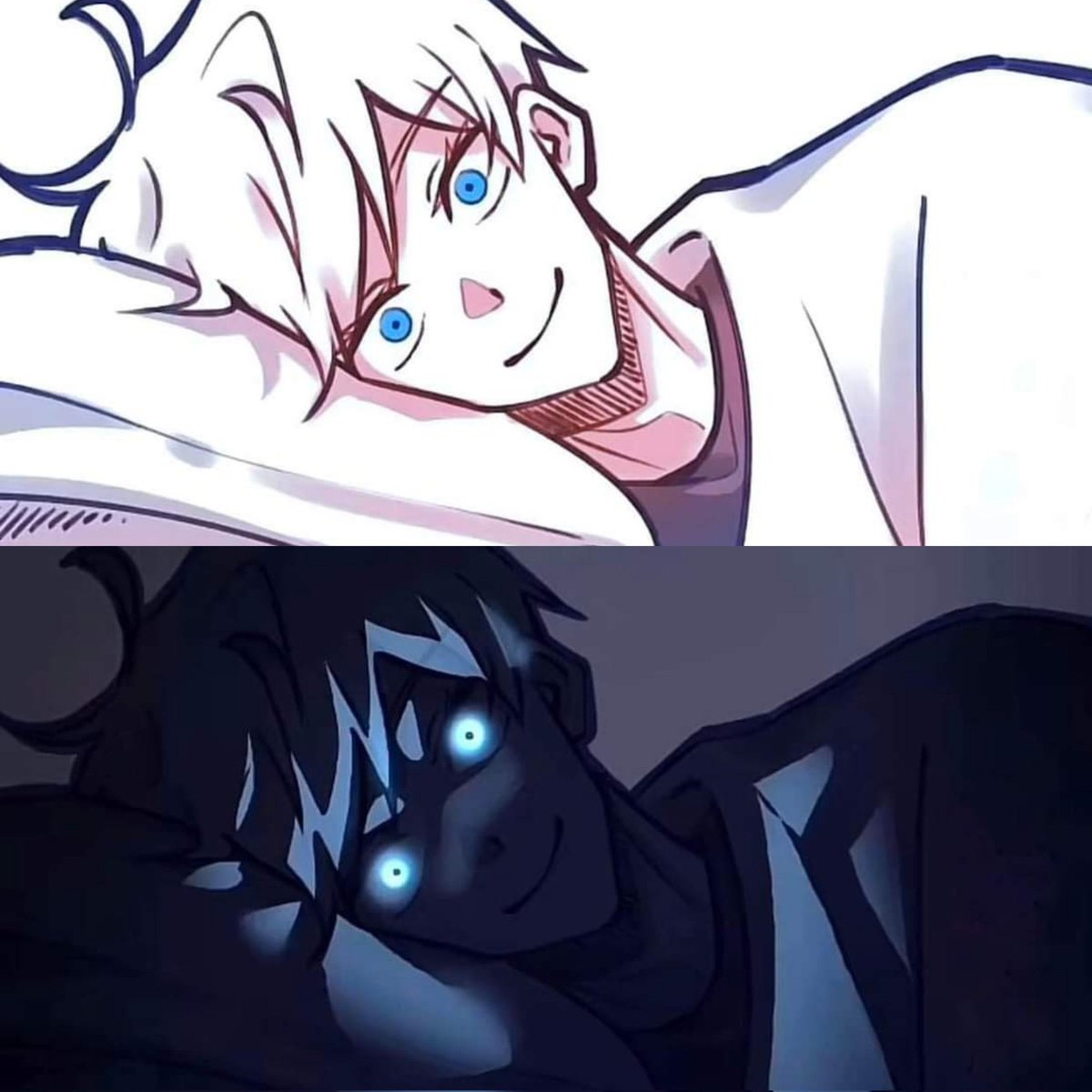 AnimeePost's tweet photo. Gojo in the morning vs at night 😭 https://t.co/xvSGMGh67O