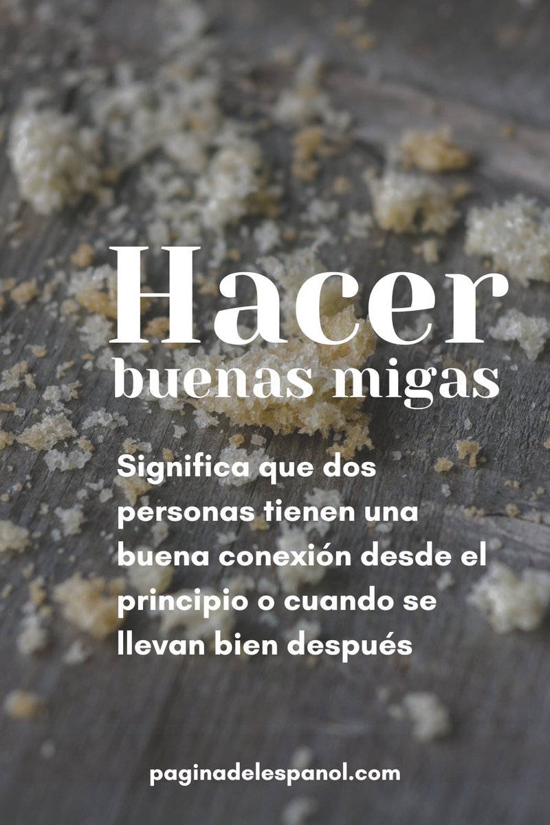 paginaespanol's tweet photo. La expresión "hacer buenas migas" significa llevarse bien con alguien. Por ejemplo: Desde el principio, Marta y Laura hicieron buenas migas.

¿Con quién haces tú buenas migas? https://t.co/u4H92QTfa3