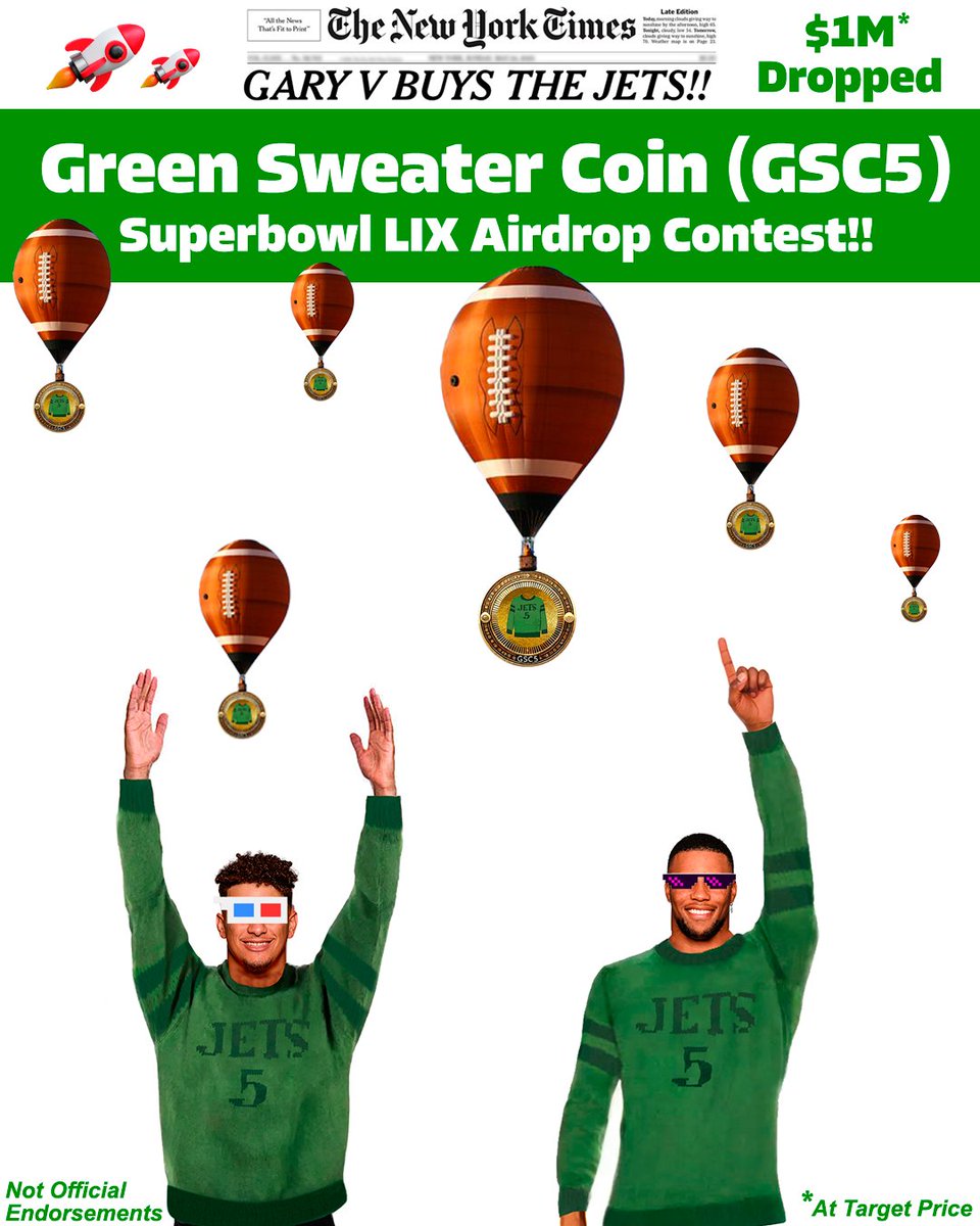 GSC5Official's tweet photo. 🚀🚀🚀$GSC5 SBLIX CONTEST AIRDROP!🚀🚀🚀
📢 🏆 SUPER BOWL CHALLENGE – WIN GSC5! 🏈🔥🚀🚀🚀

*CONTEST #2 - COIN TOSS WINNER??* 🚀🚀🚀

🔹 How to Enter:
✅ Follow [@GSC5Official]
✅ Comment your answer - Coin Toss Winner
✅ Retweet &/or Quote the contest!
✅ Visit [https://t.co/HcGkDVrT9k] explore GSC5 & post a screenshot with your answer

All Entries Must be Received by 6p EST
Contest Rules [https://t.co/YhUFQIJSNk]