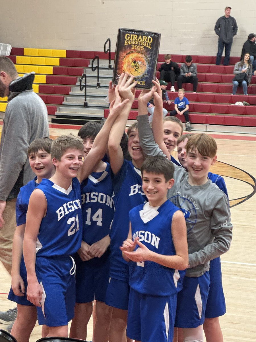 PrideoftheBison's tweet image. Congratulations to our Bison 7th Grade Basketball Team who captured the Dick Holliday (ECL) Championship yesterday defeating GM 31-29!  The boys knocked off host Girard on Thursday, #1 seeded Fairview on Friday and cross town rival GM yesterday!  Great Work Boys!!