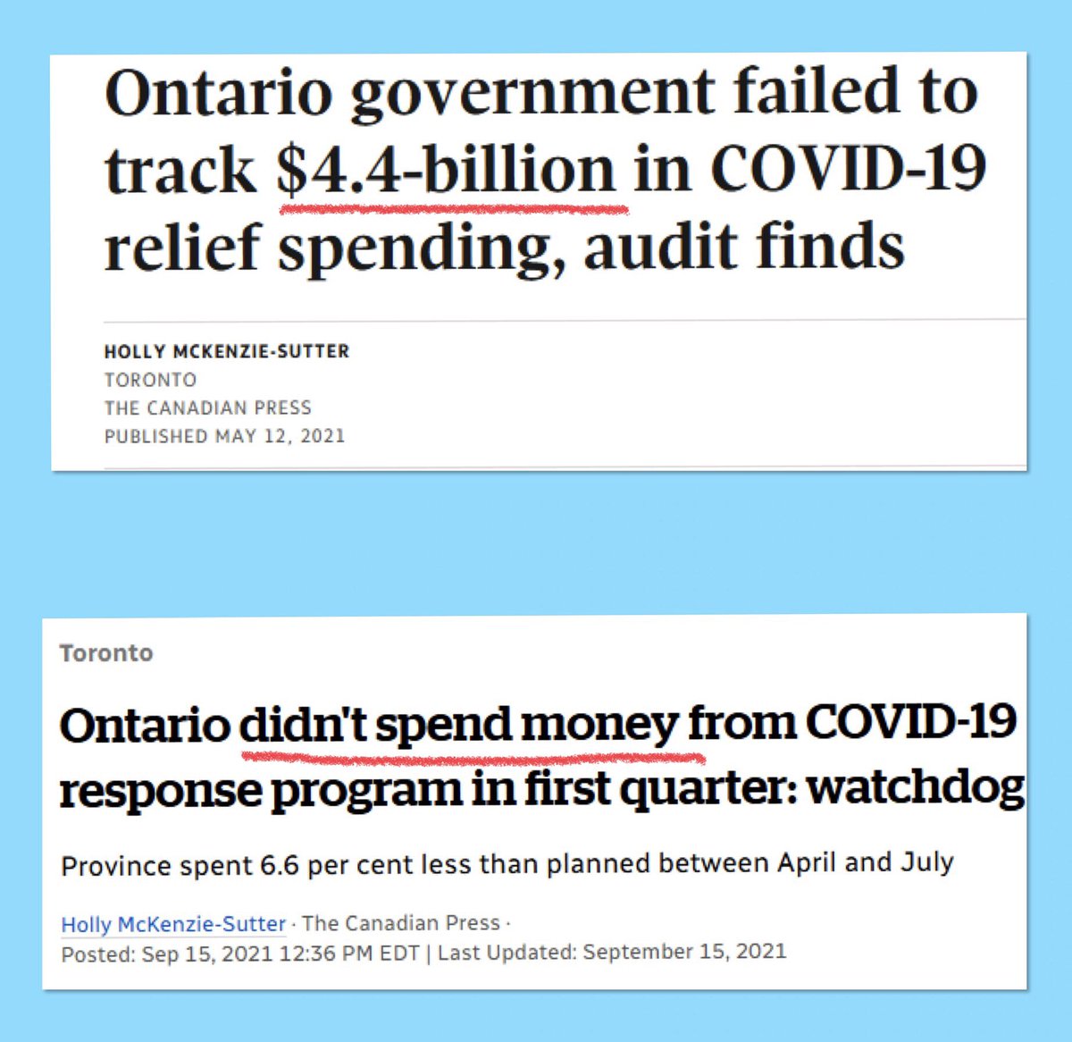 portagebaygirl1's tweet image. Doug Ford likes to boast about transparency &amp;amp; accountability. During Covid, he demanded💰from the Feds. The Feds transferred BILLIONS to Doug’s govt, to help Ontarians deal with hard times. But what did Doug do with those BILLIONS? We’ll never really know…⤵️