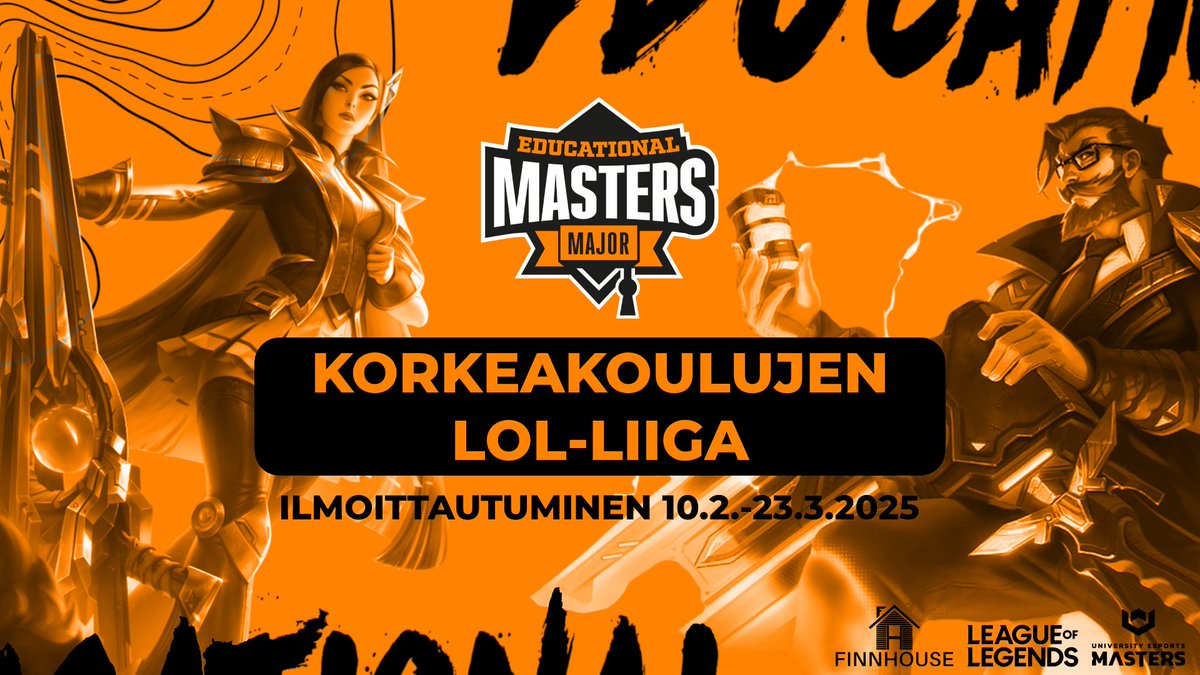 Korkeakoulujen välinen LoL-liiga starttaa keväällä 2025! 

Koululiigastaan tunnettu Educational Masters tuo kauan toivotun League of Legends liigan Suomen korkeakouluihin! 

Liigassa taistellaan koulujenvälisen mestaruuden lisäksi UEMastersin paikasta - voittajajoukkue karsiikin