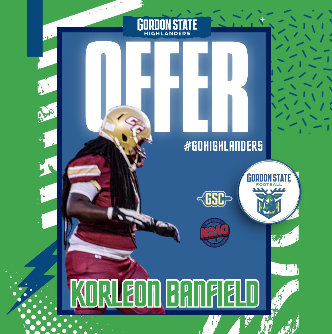 Korleon Banfield (@korleonb) on Twitter photo Blessed to receive an offer from Gordon State College!
<a href="/QuisenberryOmar/">Omar ( Coach Quiz) Quisenberry</a>
<a href="/CoachCMcLeod/">Coach McLeod</a>
<a href="/Gscfootball1/">Gordon State College Football</a>
<a href="/coachgavin_gsc/">Coach Gavin</a>
<a href="/CoachEzzardHorn/">Ezzard C. Horn Jr /G\ PHA 🇧🇸</a>
<a href="/CrossCreekFB/">Cross Creek Football</a> Blessed to receive an offer from Gordon State College!
<a href="/QuisenberryOmar/">Omar ( Coach Quiz) Quisenberry</a>
<a href="/CoachCMcLeod/">Coach McLeod</a>
<a href="/Gscfootball1/">Gordon State College Football</a>
<a href="/coachgavin_gsc/">Coach Gavin</a>
<a href="/CoachEzzardHorn/">Ezzard C. Horn Jr /G\ PHA 🇧🇸</a>
<a href="/CrossCreekFB/">Cross Creek Football</a>