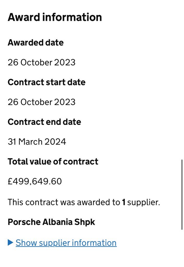 procurementfile's tweet photo. @RupertLowe10 The UK Taxpayer paid £499,649 for 15 electric Porsches for Albanian Prisons. https://t.co/Q9tf0AwQAL