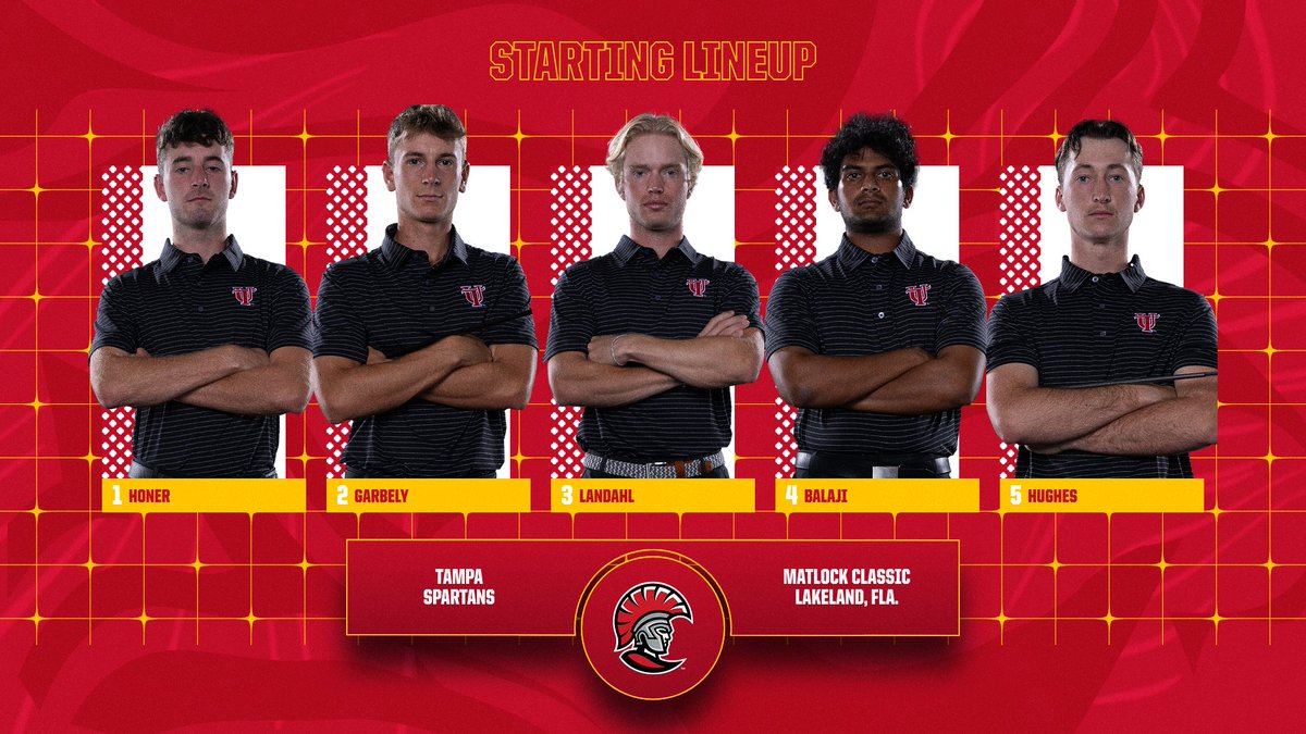 Tampa Men's Golf (@utampamgolf) on Twitter photo Starting 5️⃣for head coach Gary Hilton as UT starts spring play on Monday.
➡️ Matlock Collegiate Classic
⛳️ Lone Palm Golf Course
📍 Lakeland, Fla.
📅 Mon. Feb 10 - Tue. Feb 11
<a href="/TampaSpartans/">Tampa Spartans</a> #TampaMGolf🏌️ #StandAsOne🛡️ Starting 5️⃣for head coach Gary Hilton as UT starts spring play on Monday.
➡️ Matlock Collegiate Classic
⛳️ Lone Palm Golf Course
📍 Lakeland, Fla.
📅 Mon. Feb 10 - Tue. Feb 11
<a href="/TampaSpartans/">Tampa Spartans</a> #TampaMGolf🏌️ #StandAsOne🛡️