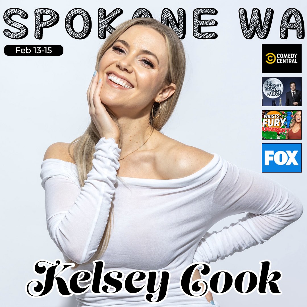 Omg- we are so excited for Kelsey Cook live in Spokane. 3 nights of hilarious comedy at Spokane Comedy Club. Grab your tickets and we’ll see you there!