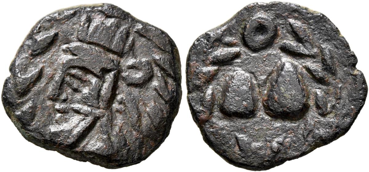 Mount Ararat's twin peaks on an 1,800-year-old coin of Tiridates (Trdat) II, King of Armenia. Sold in December for $2,000 at a Swiss auction