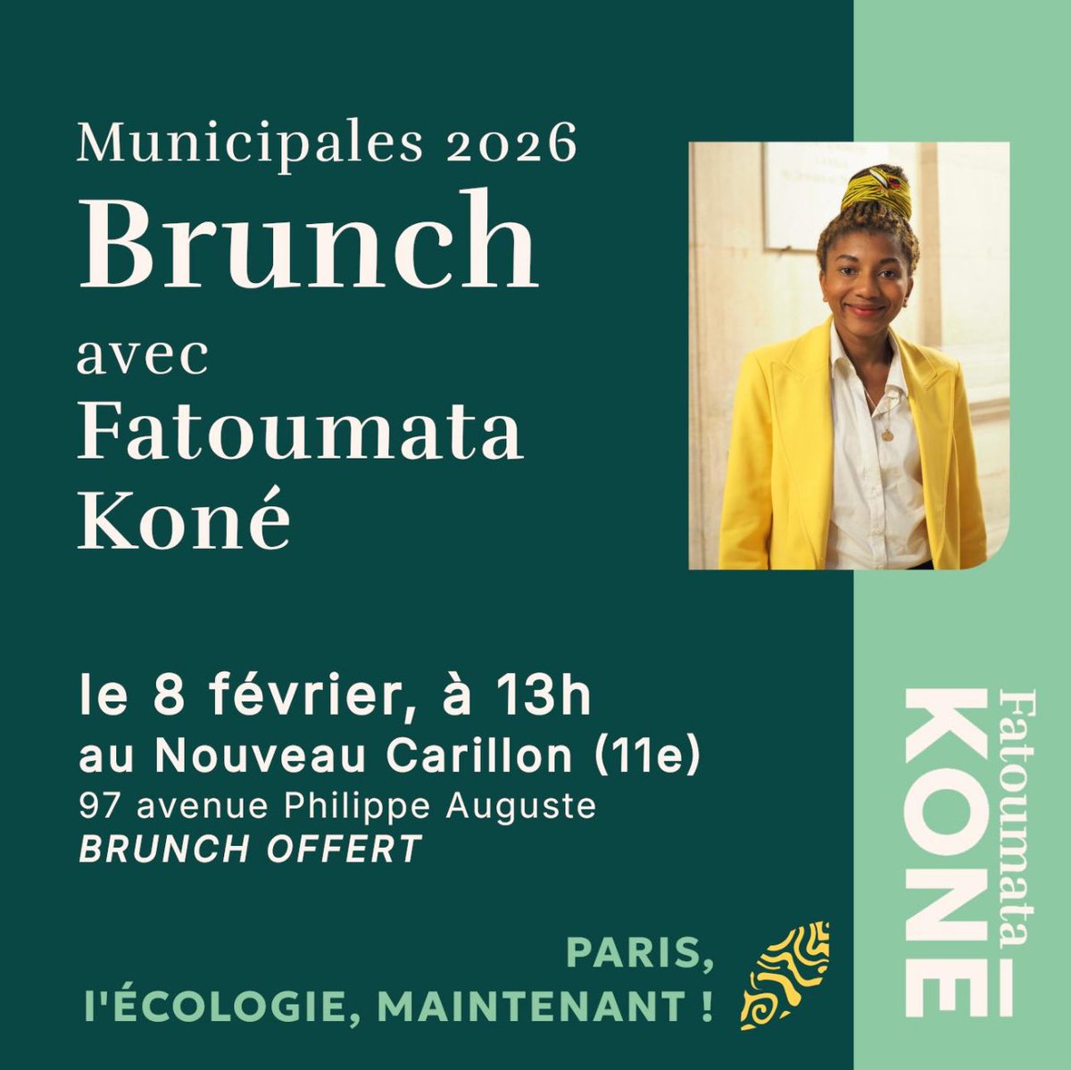 Un immense merci à toutes et à tous pour votre présence nombreuse ce samedi à notre brunch de campagne ! 🎉

Un moment festif et joyeux, avec une salle comble et une belle dynamique en cours. 💫

Merci pour votre énergie et vos sourires, ensemble, on avance ! 🙌

 #FatouKoné2026