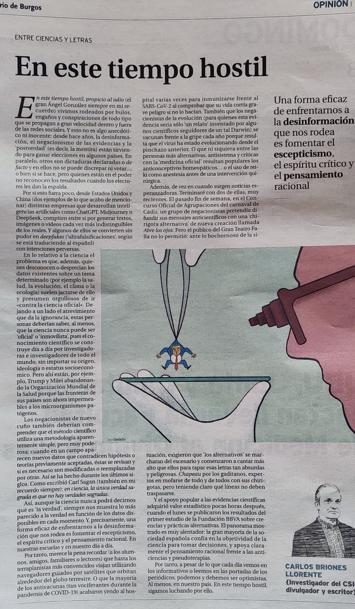 Carlos Briones (@brionesci) on Twitter photo “En este tiempo hostil”, mi combativo artículo de hoy en #EntreCienciasYLetras <a href="/diariodeburgos/">Diario de Burgos</a>:
diariodeburgos.es/noticia/z331b1… “En este tiempo hostil”, mi combativo artículo de hoy en #EntreCienciasYLetras <a href="/diariodeburgos/">Diario de Burgos</a>:
diariodeburgos.es/noticia/z331b1…