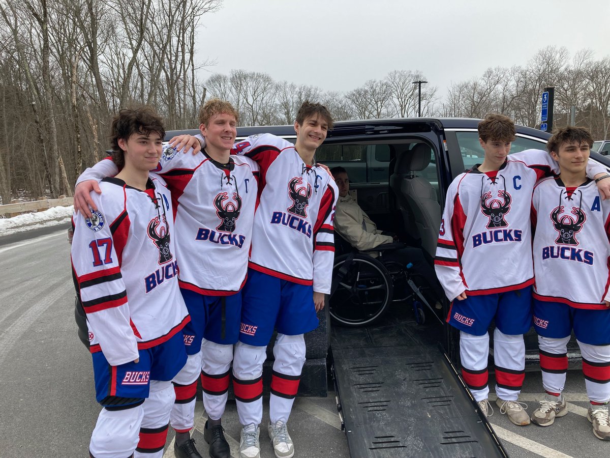 Hockey people are the absolute best. Ten years after leading the Bucks to a state championship, our son Pete  is recovering from a serious brain injury. Yesterday the current Bucks came out after their game to give Pete their support and encouragement