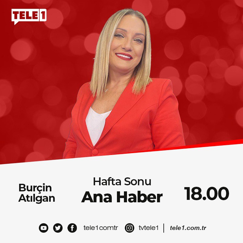 Tele1 TV (@tele1comtr) on Twitter photo ➤Gündemin sıcak başlıkları, sansürsüz ve güvenilir haber
<a href="/BurcinAtilgan/">Burçin Atılgan</a>
Burçin Atılgan ile Hafta Sonu Ana Haber, az sonra TELE1'de! ➤Gündemin sıcak başlıkları, sansürsüz ve güvenilir haber
<a href="/BurcinAtilgan/">Burçin Atılgan</a>
Burçin Atılgan ile Hafta Sonu Ana Haber, az sonra TELE1'de!
