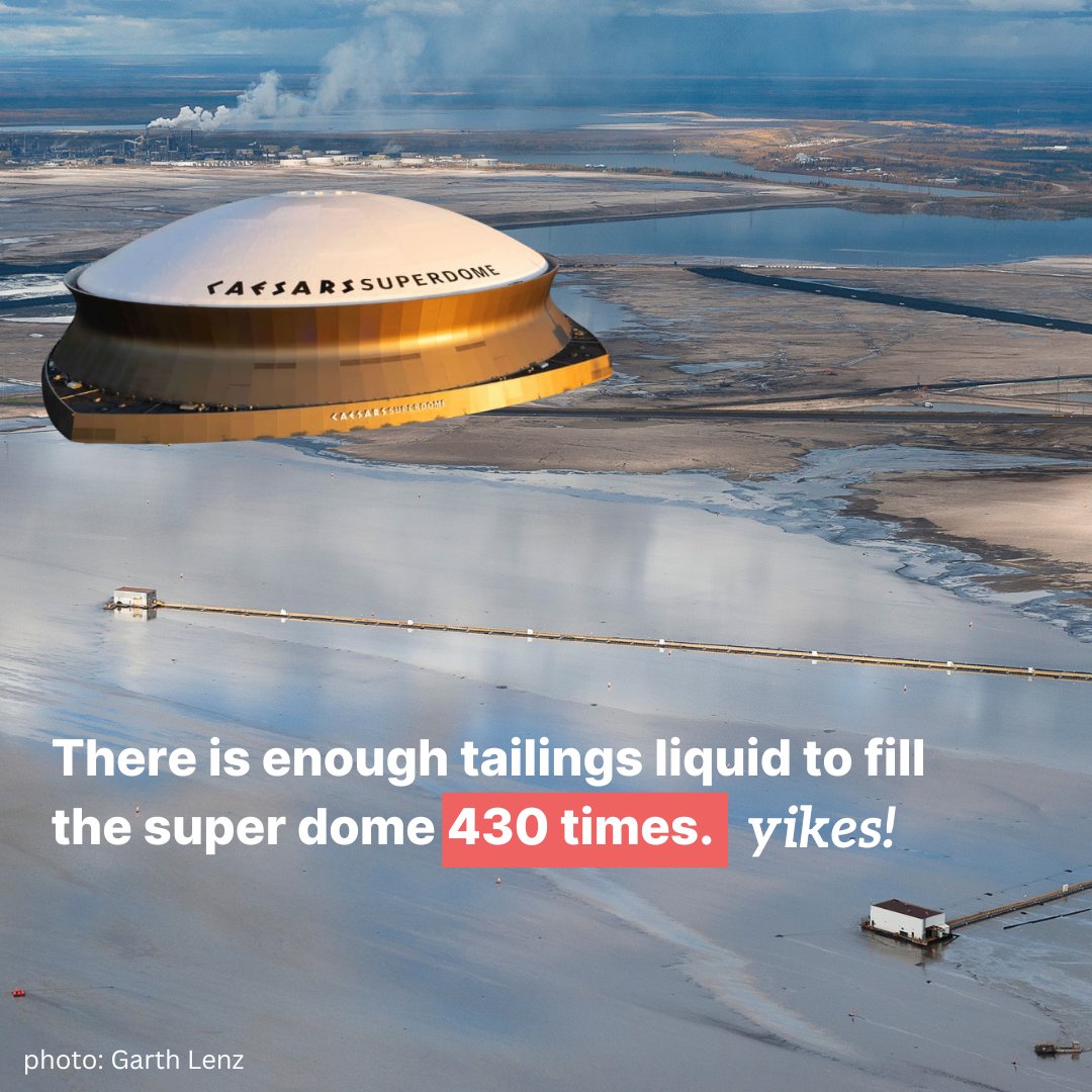 🏈 It's #SuperBowlSunday! 🏈  Hosted at the Caesars Superdome - one of the largest fixed dome structures in the world! 

#DYK that 430 Superdomes would be needed to contain the tailings fluid (waste product from the oil sands) from northern Alberta!?

#MakePollutersPay