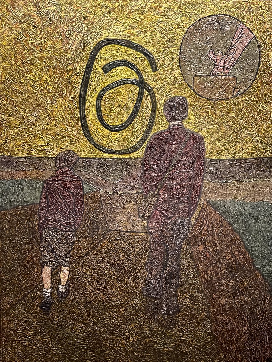 henriksaar's tweet photo. Little by little I am getting through this horrible crisis. Hard work and patience are two good qualities to be aware of. I call my latest painting “Father and son” - oil on canvas 130 x 97 cm. https://t.co/4gFZxaMnFT